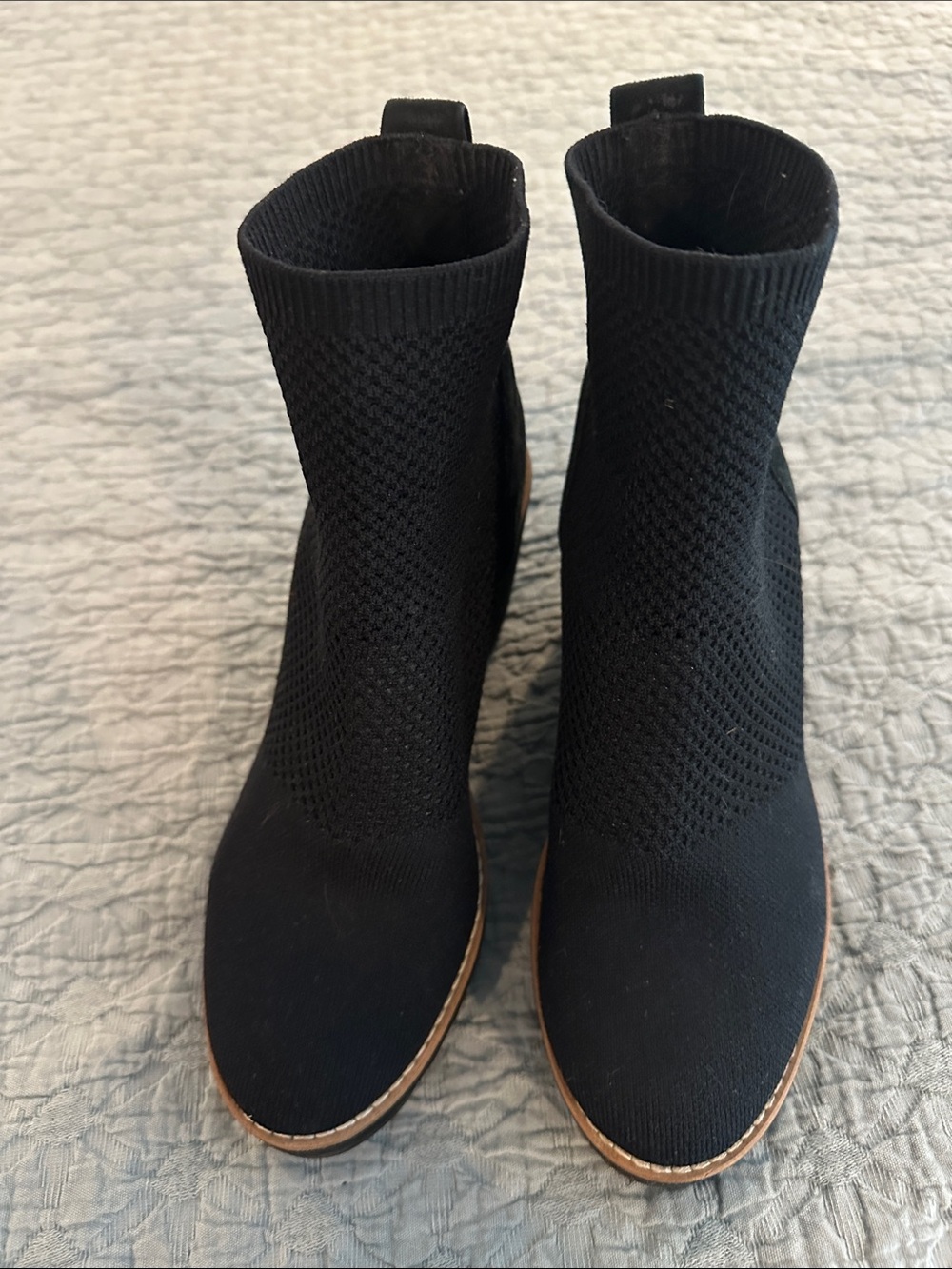 Eileen Fisher EUC Women's Black Knit Sock Booties - Comfortable Slip-On Style